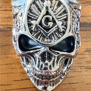 Masonic Skull Silver Ring